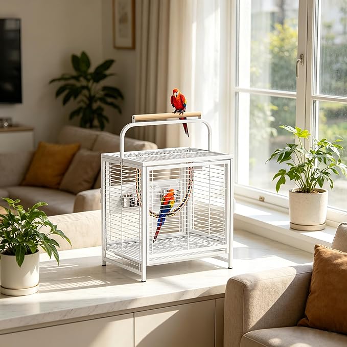VINGLI Small Bird Cage, 19 inch Travel Carrier Bird Cage - Image 2