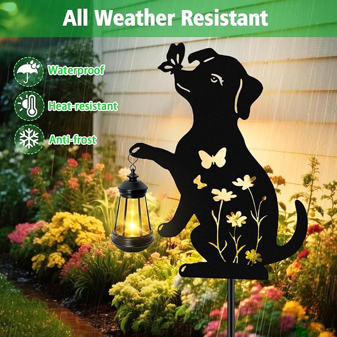 Solar Lights Outdoor Stakes, Metal Dog Solar Lights, Birthday Gifts - Image 3