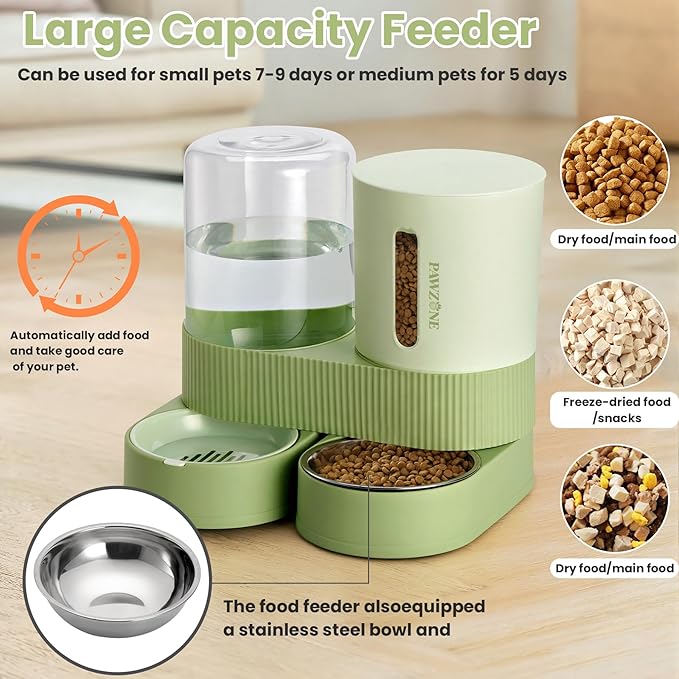 2 Pack Automatic Cat Feeder Stainless Steel Water Dispenser Gravity Food Feeder - Image 3