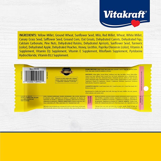 Vitakraft Crunch Sticks Cockatiel Treat Apricot Peach Flavor - Image 7