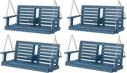 KINGYES Outdoor Hanging Porch Swing Set of 4, 2 Seat Patio Swing Recliner by KINGYES
