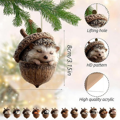 12 Pcs Pine Cone Animal Hanging Ornaments Christmas Tree Decor 2D Acrylic - Image 3