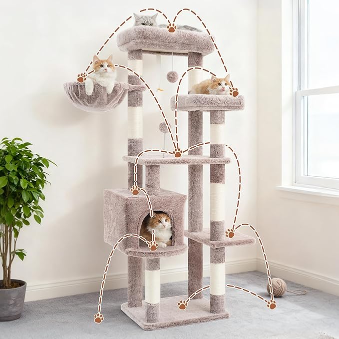 Gitelsnour Cat Tree for Indoor Cats, 55.1 inch Cat Tower - Image 6
