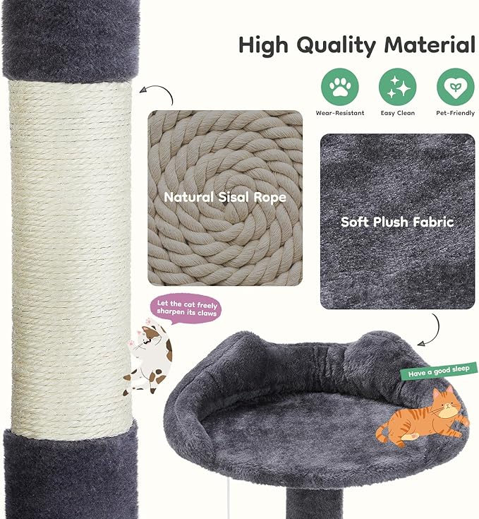 DUMOS 54-inch Indoor Cat Tree Tower –Multi-Level Pet House - Image 5