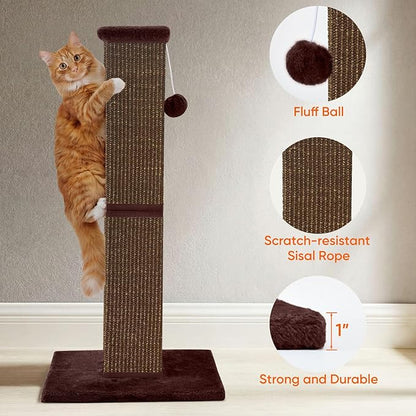 Cat Scratching Post 32 Inch for Indoor Large Cats and Kitten, Nature Sisal Tall - Image 4