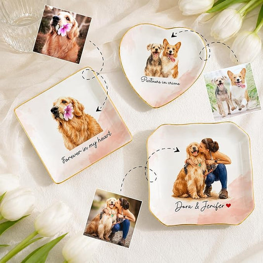 Custom Pet Portrait Jewelry Dish, Personalized Pet Portraits Painting from Photo by LiloSix