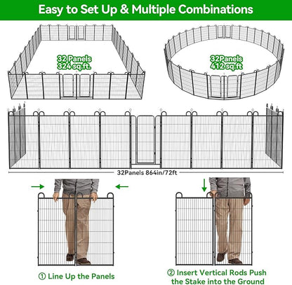 Dog Playpen Outdoor 32 Piece Panels Heavy Duty Dog Fence 47" Height Anti-Rust - Image 6