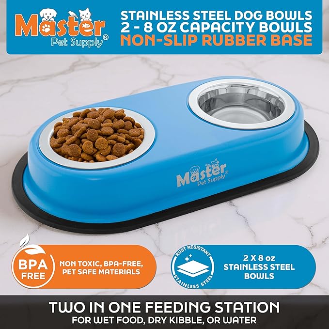 Master Pet Supply Double Dog Bowls Set - Image 2