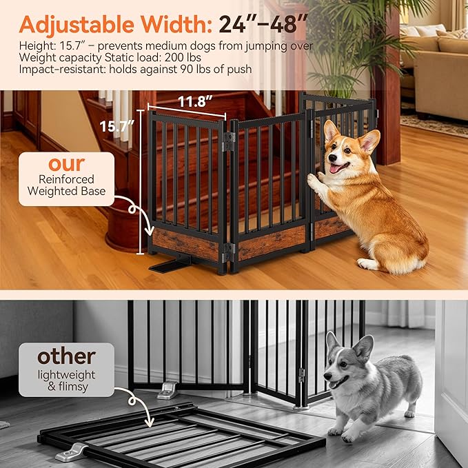 Dog Gate for Small Dogs, Heavy Duty Step-Over Doorway Puppy Barrier, Anti-Tip - Image 2