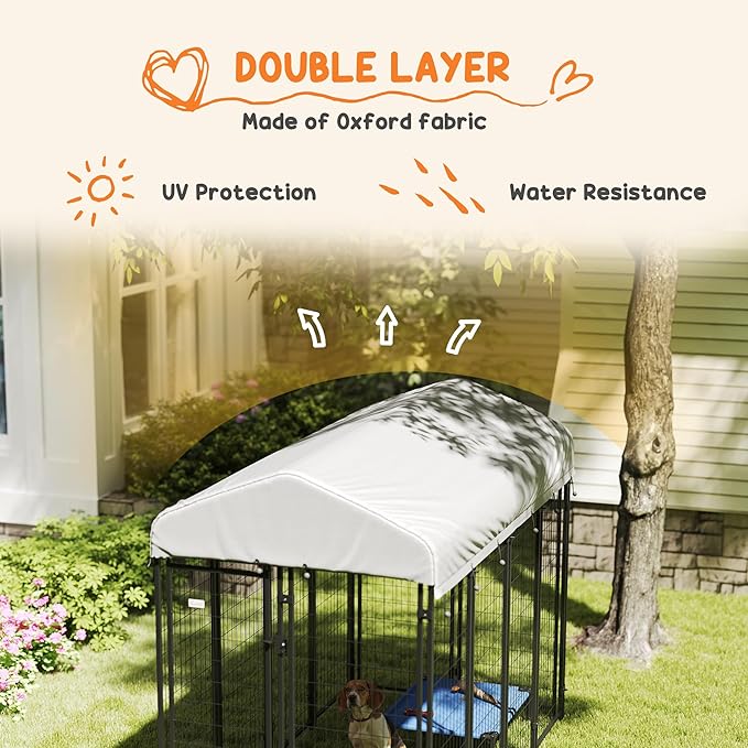 PawHut Outdoor Dog Kennel with Roof, UV-Resistant & Waterproof Cover, - Image 4