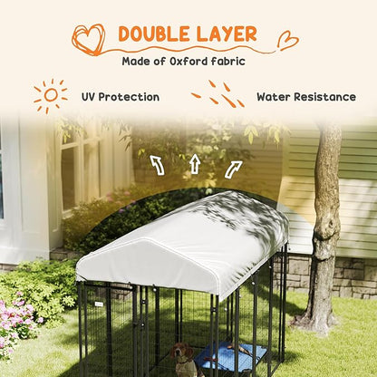 PawHut Outdoor Dog Kennel with Roof, UV-Resistant & Waterproof Cover, - Image 4