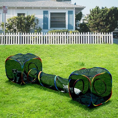 Outdoor Rainbow Cat Enclosures Playground, Outside House by MAKEPETLUCKY-WelcometoCatTunnelClub