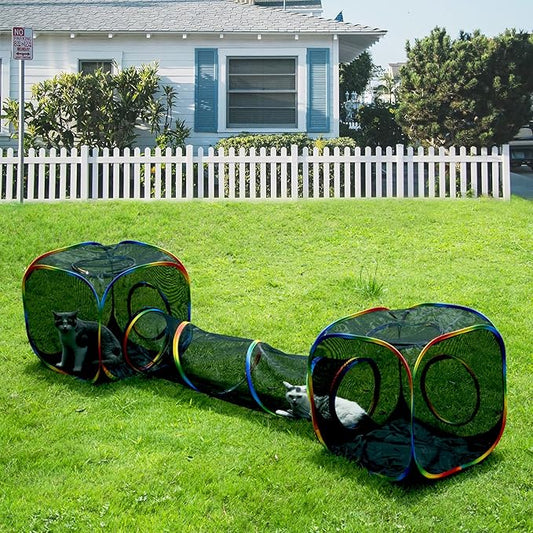 Outdoor Rainbow Cat Enclosures Playground, Outside House by MAKEPETLUCKY-WelcometoCatTunnelClub
