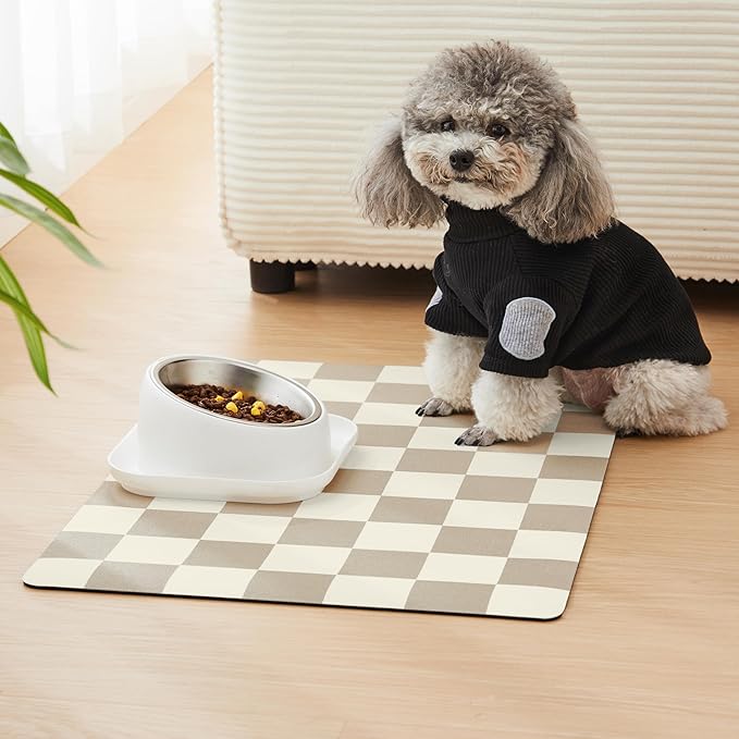 Checkered Dog Feeding Mat, Absorbent Mats - Image 3