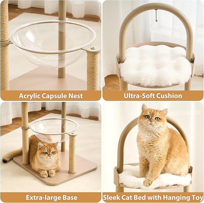34" Modern Cat Tree Furniture, Minimalist Metal Frame Cat Tower - Image 8