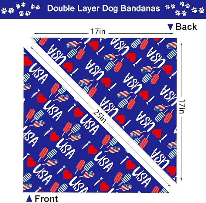 4th of July Dog Bandanas, Patriotic Holiday Party Pet Decorations 2 Pack - Image 5