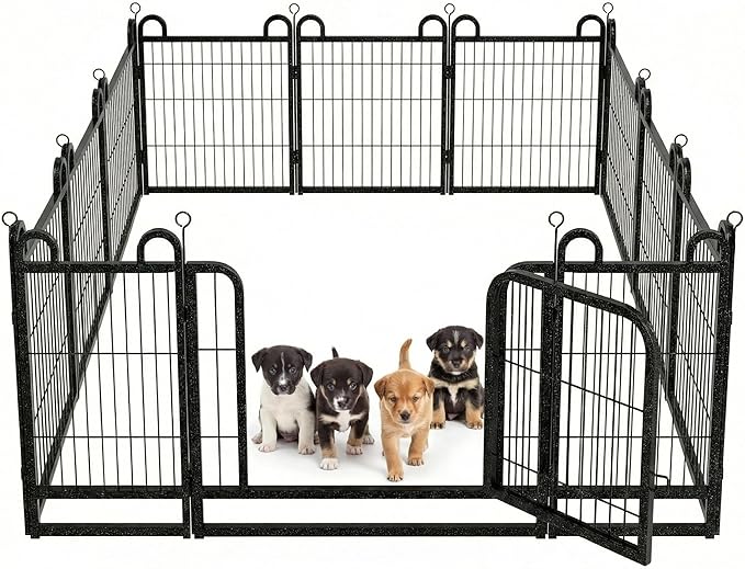 Puppy Playpen 12 Piece Panels Small Dog Fence Outdoor Indoor Use 24" Height by Committedtobetterpetlife
