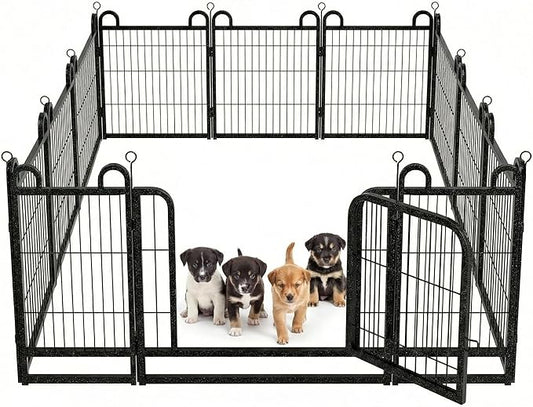 Puppy Playpen 12 Piece Panels Small Dog Fence Outdoor Indoor Use 24" Height by Committedtobetterpetlife