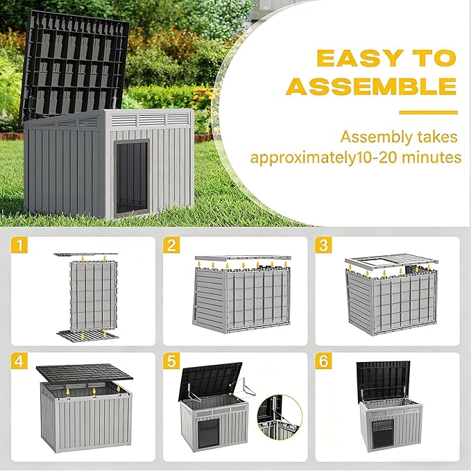 Fancyango Outdoor Dog House for Large Dogs, Outside Dog House - Image 4