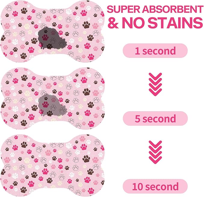 Pet Dog Cat Food Mat, Absorbent Bone Shaped Dog Bowl Mats - Image 4