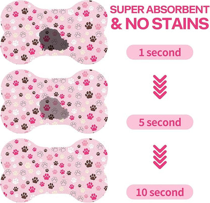 Pet Dog Cat Food Mat, Absorbent Bone Shaped Dog Bowl Mats - Image 4