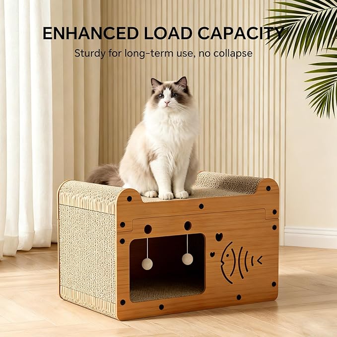 Cat Scratcher House, 2-in-1 Cardboard Cat House - Image 4