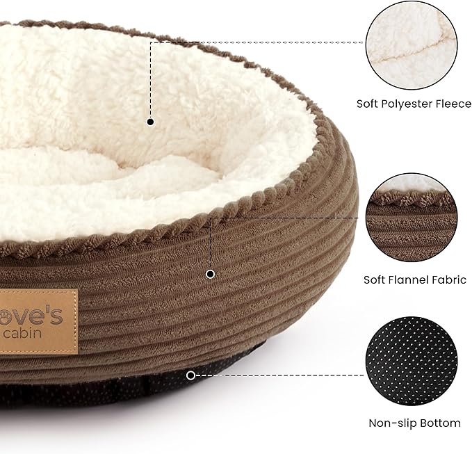 Love's cabin Round Donut Cat and Dog Cushion Bed, 20in Pet Bed - Image 2