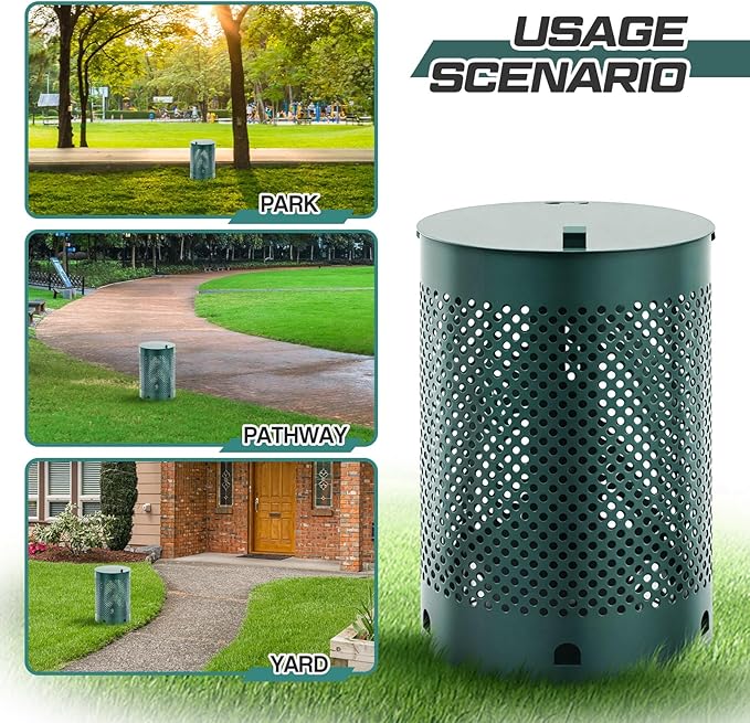 Dansydaisy Round Outdoor 5 Gallon Capacity Trash Can - Image 6