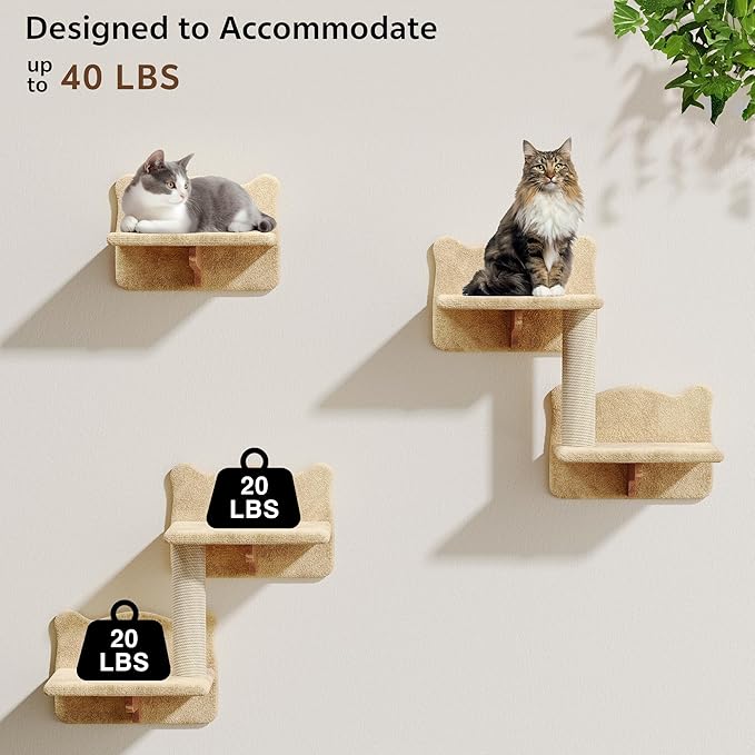 9-in-1 Cat Wall Shelves, Stable & Safe Wall Mounted Cats Shelf Furniture Set - Image 3