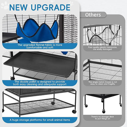 HABUTWAY 40''H Large Metal Rolling Ferrets Cage, 2-Tiers Small Animal Cages - Image 6