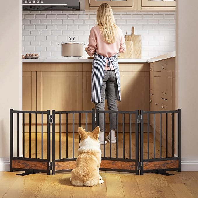 Dog Gate for Small Dogs, Heavy Duty Step-Over Doorway Puppy Barrier, Anti-Tip by Znnam