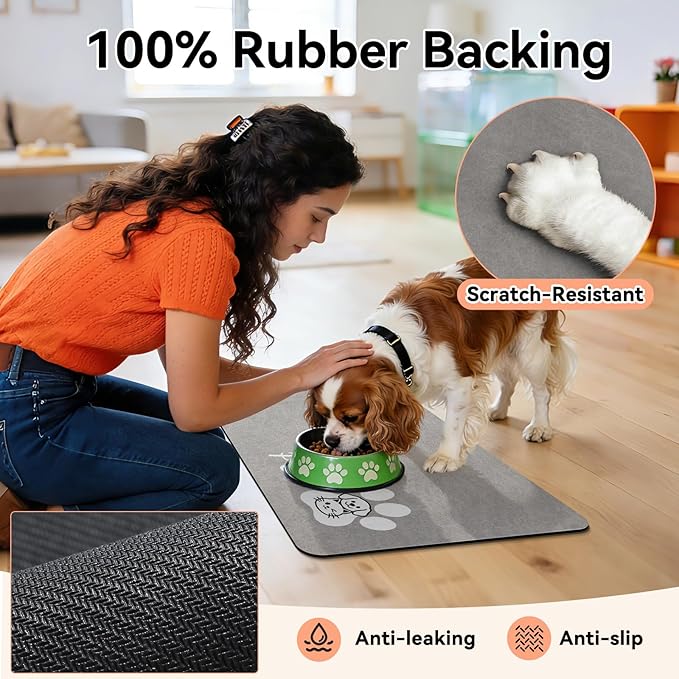 Dog Cat Feeding Mat-Absorbent Pet Bowl Mat - Image 4