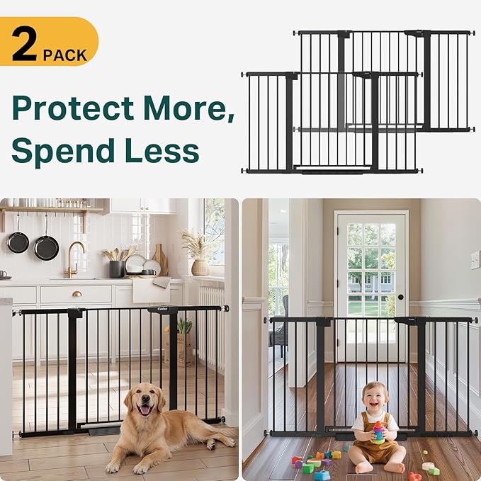Cumbor 2 Pack 30-54" Baby Gate for Stairs, Dual Lock & Self-Closing Dog Gate - Image 2