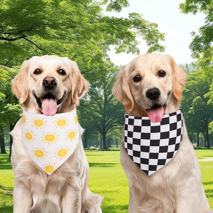 Summer Dog Bandanas Yellow Black Small 2PCS, Spring Scarf, Durable Triangle - Image 5