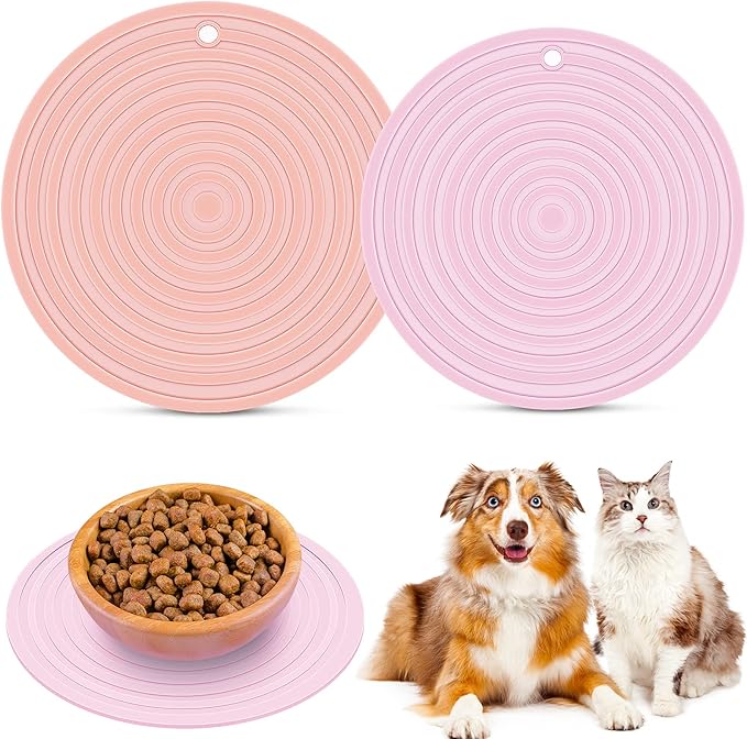 2 Pieces Silicone Pet Food Mat Pet Feeding Mat by Geiserailie