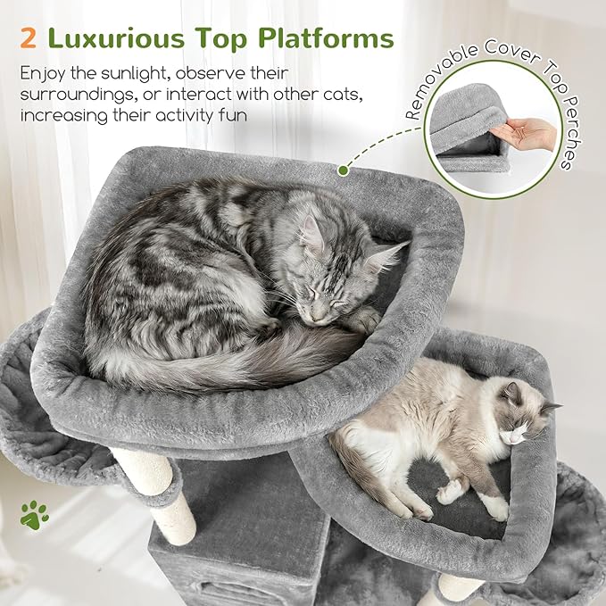 Globlazer Cat Tree Tower for Indoor Cats, Sturdy Adult Cat Tree House for Large - Image 2
