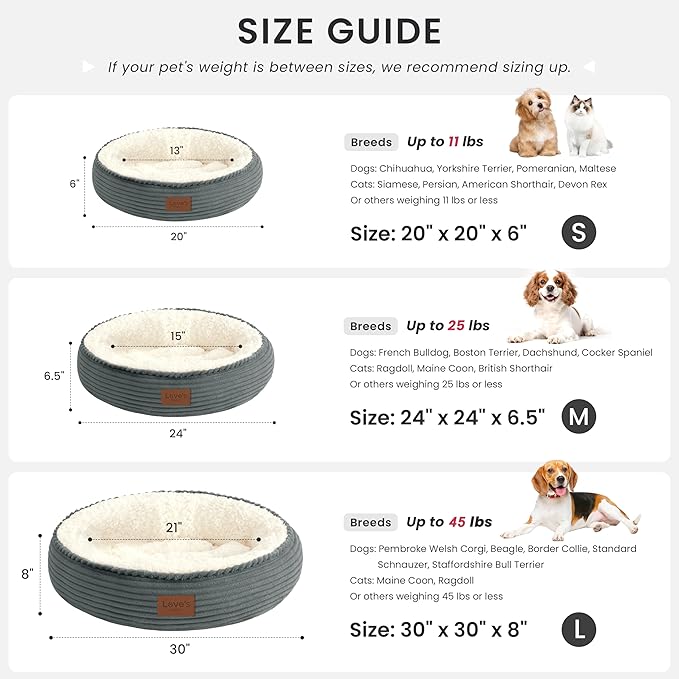 Love's cabin Round Donut Cat and Dog Cushion Bed, 20in Pet Bed - Image 3