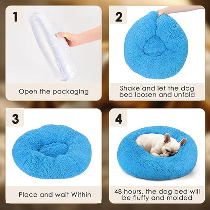 28in Large Dog Bed, Medium Size Dog and Cats, Calming Donut Bed - Image 6