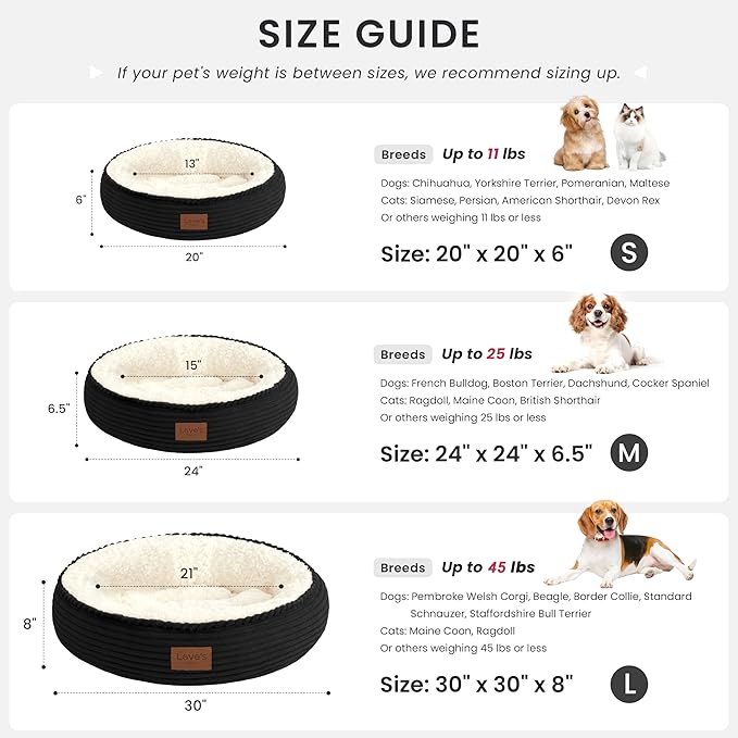 Love's cabin Round Donut Cat and Dog Cushion Bed, 20in Pet Bed - Image 3
