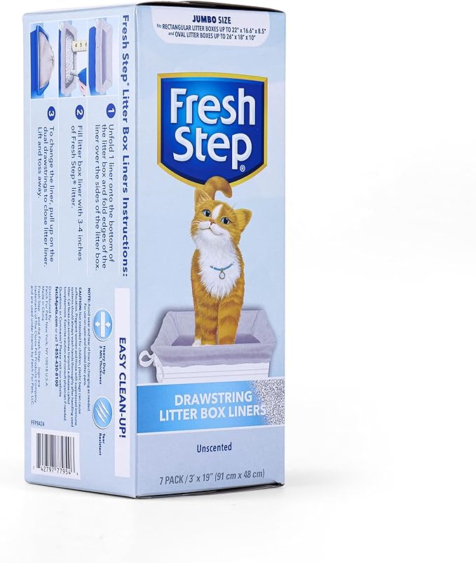 Fresh Step Jumbo Drawstring Cat Litter Box Liners Unscented Heavy Duty Kitty - Image 3