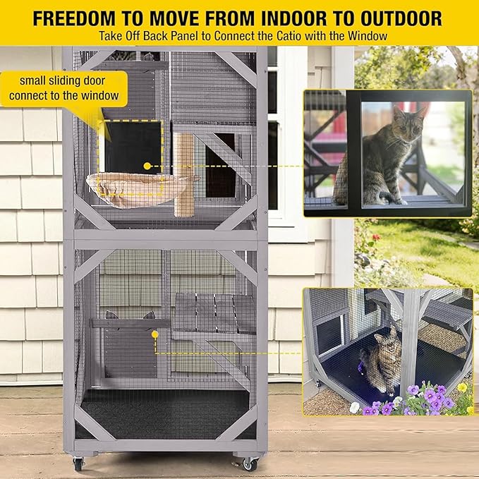 Aivituvin Cat House Outdoor Cat Catio Wooden Large Enclosure - Image 3