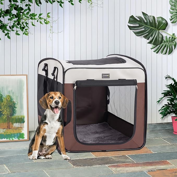 DONORO Dog Kennels and Crates for Medium Dogs, Portable Pop Up Indoor Pet Cage - Image 4
