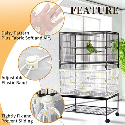 Daoeny Large Bird Cage Cover, Bird Cage Seed Catcher, Adjustable Soft Nylon - Image 4