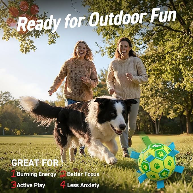 QDAN Dog Toys Soccer Ball, Dog Tug Toy, Water Toy, Durable Balls - Image 5