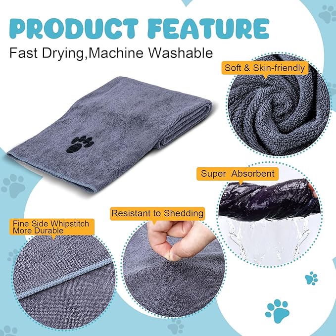WOUSEDO Microfiber Dog Towels for Drying Dogs, Super Absorbent and Soft Pet - Image 3
