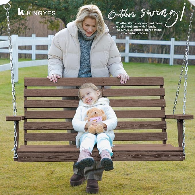 KINGYES Outdoor Hanging Porch Swing Set of 2, Waterproof Swing - Image 7