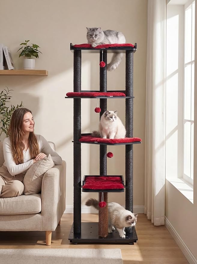FourFurPets Heavy Duty Cat Tree, 67.7" Cat Tree - Image 2