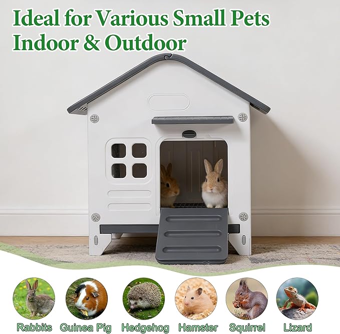 Rabbit Hutch Outdoor Indoor Plastic Waterproof Bunny Cage Enclosure Chew-Proof - Image 8