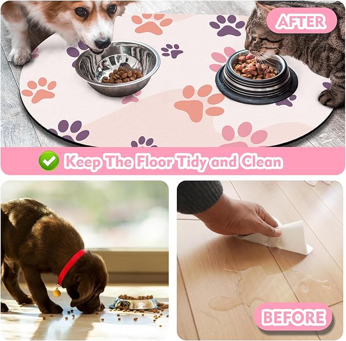 Cat Food Mat 24''x16'', Absorbent Cat Mats - Image 5