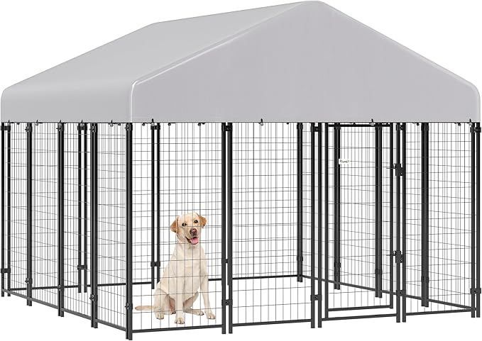 PawHut Outdoor Dog Kennel with Roof, UV-Resistant & Waterproof Cover, by PawHut